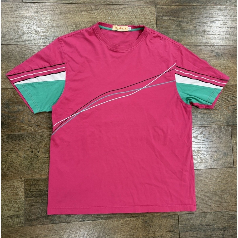 Vintage 80s 90s Flourecent Pink Disco Style T-Shirt Women's Medium Colorful